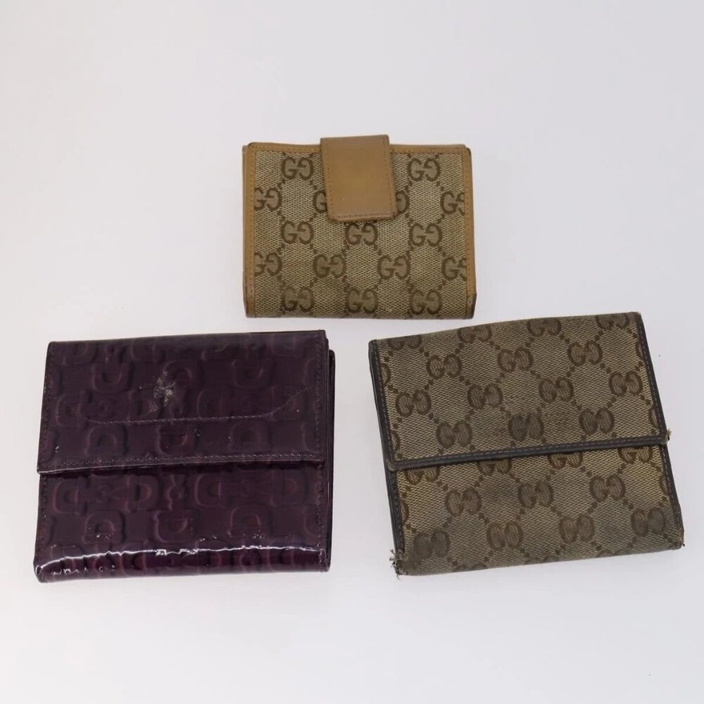 GUCCI GG Canvas Wallet Leather 10 Set Beige Black Auth bs30034 - Picture 3 of 15